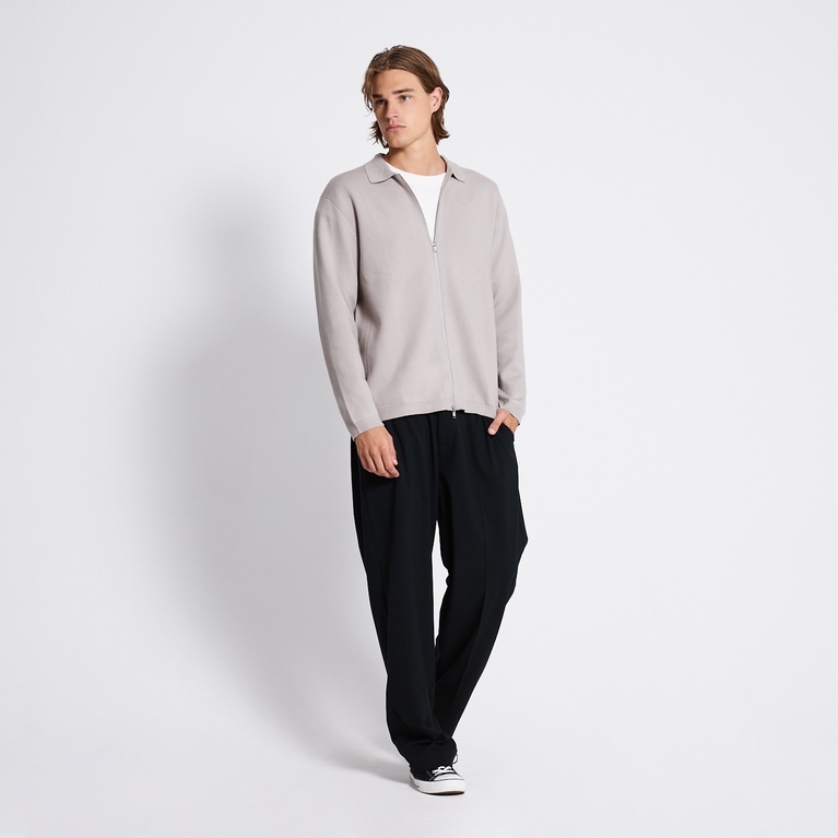 Zip Knit Cardigan "Reed" Beige